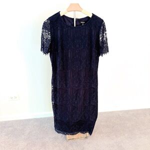 Kensie Blue Sheath Midi Dress Short Sleeve Crew Neck